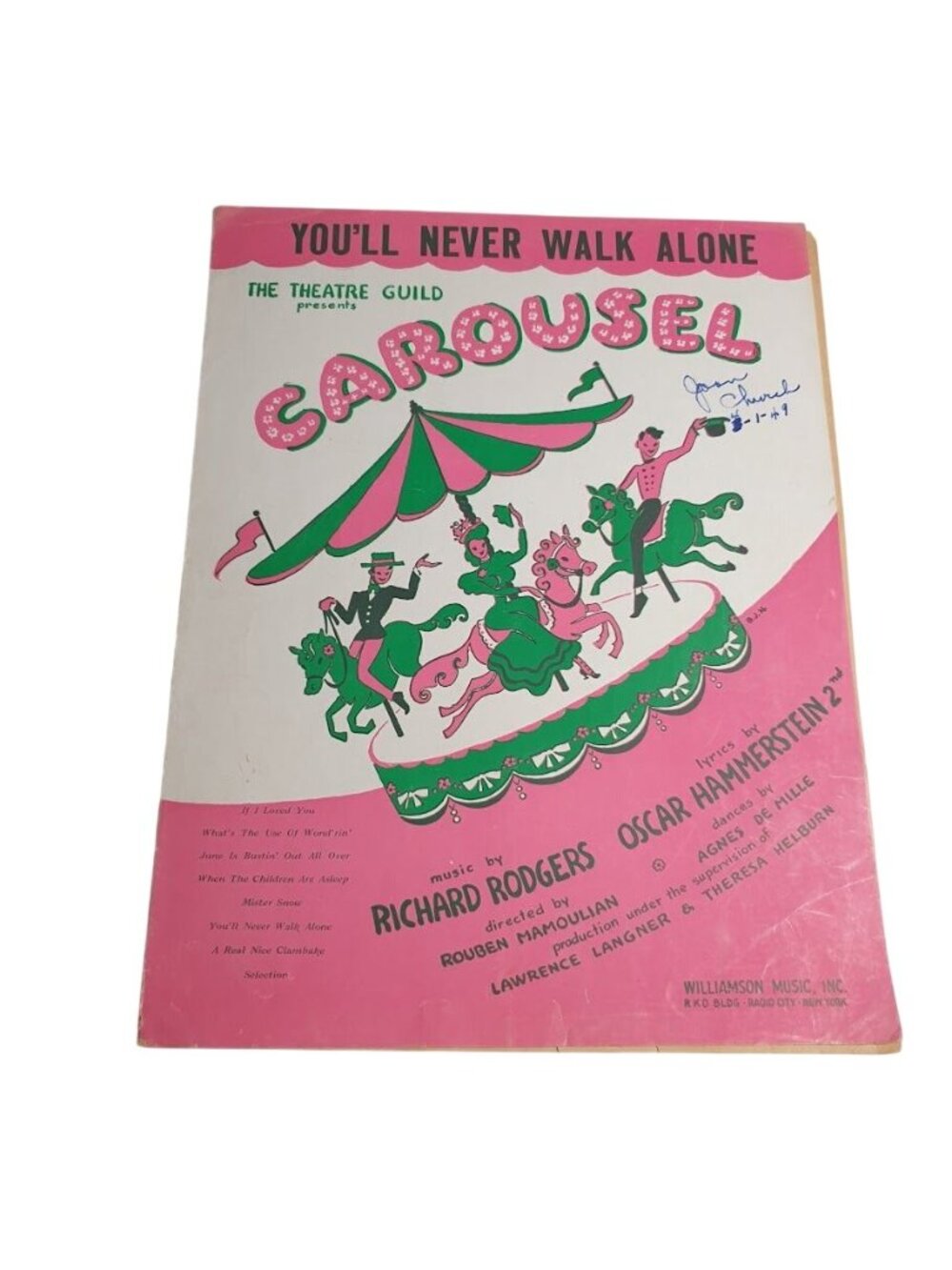 Rodgers Hammerstein Carousel Youll Never Walk Alone Sheet Music Piano Voice 1945